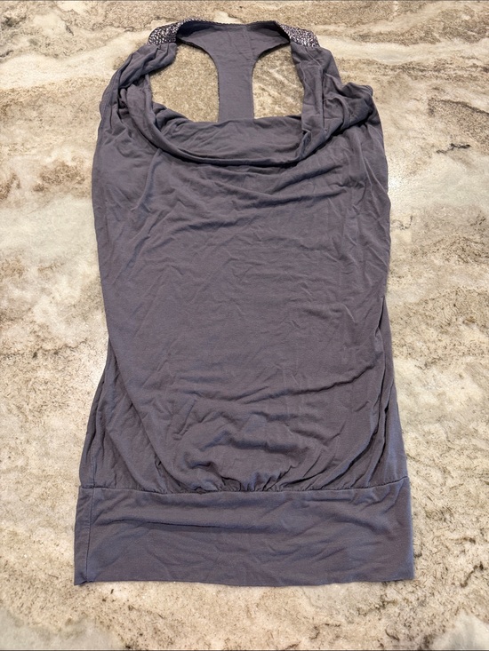 Daytrip Tops - Daytrip Slate Gray Racerback Tank with Gathered Hem